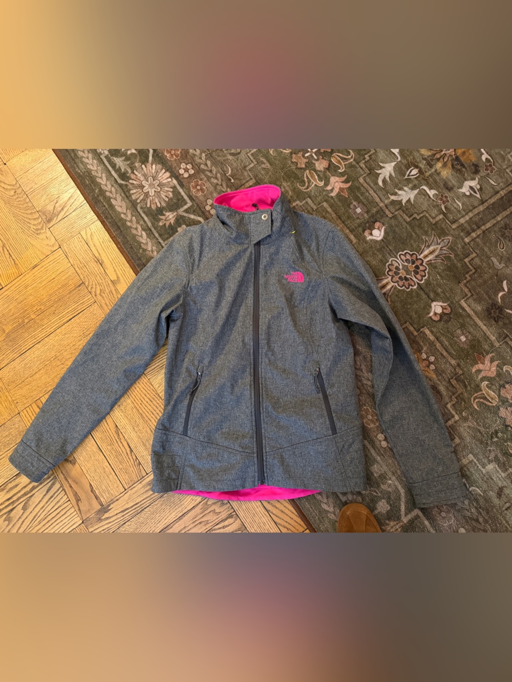 The North Face Women's Gray Rain/Snow Jacket with Pink Lining